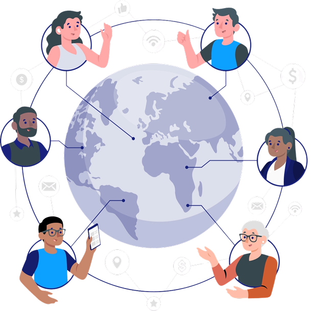 AI Recruiting Globe Illustration